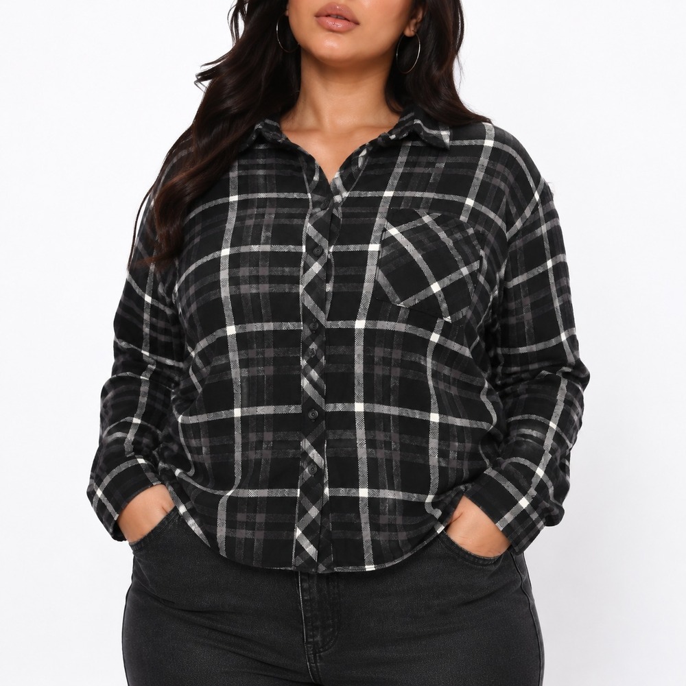 Woolrich Button Down Shirt Women's 2XL Long Sleeves‎ Spread Collar Chest Pocket